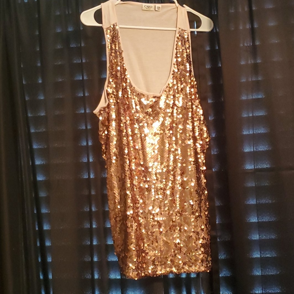 Sequin tank in top